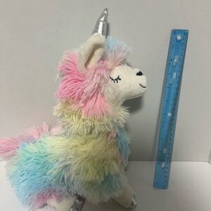 Very long soft&fluffyPastel Rainbow Unicorn Llama Plush - Pink Blue Yellow Cream